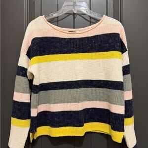 Abercrombie & Fitch Women's Striped Sweater - Cream, Yellow, Gray, Navy